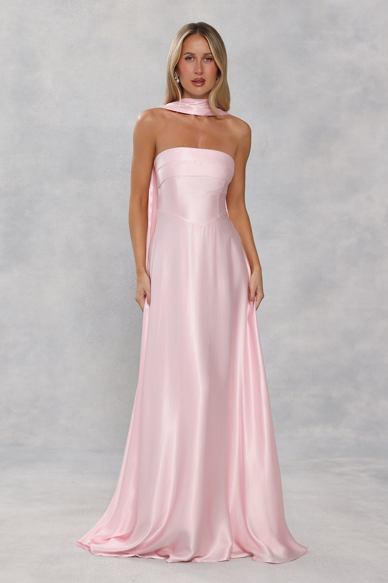 Satin Neck Scarf Light Pink