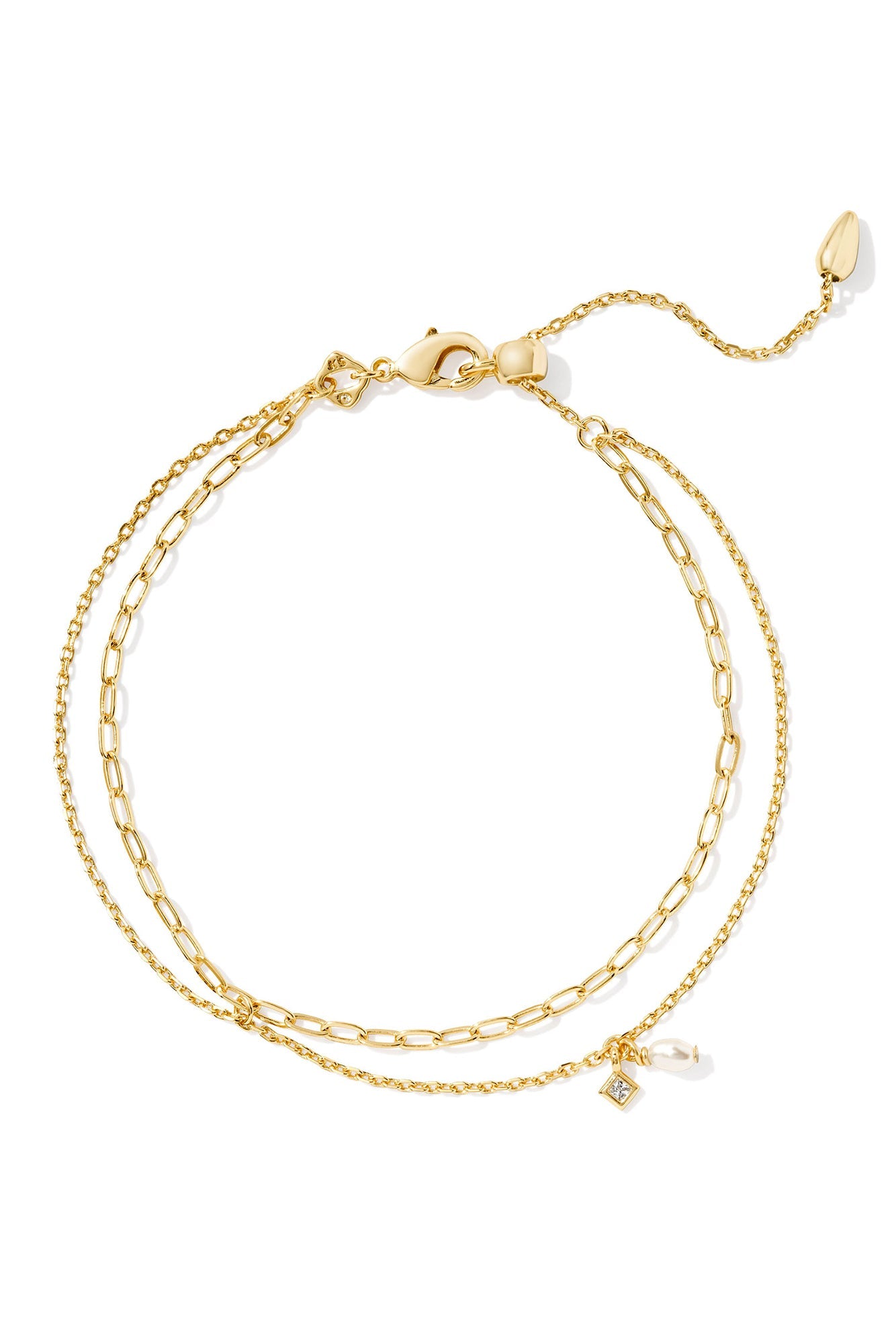 Eve Multi Strand Bracelet White Pearl Gold