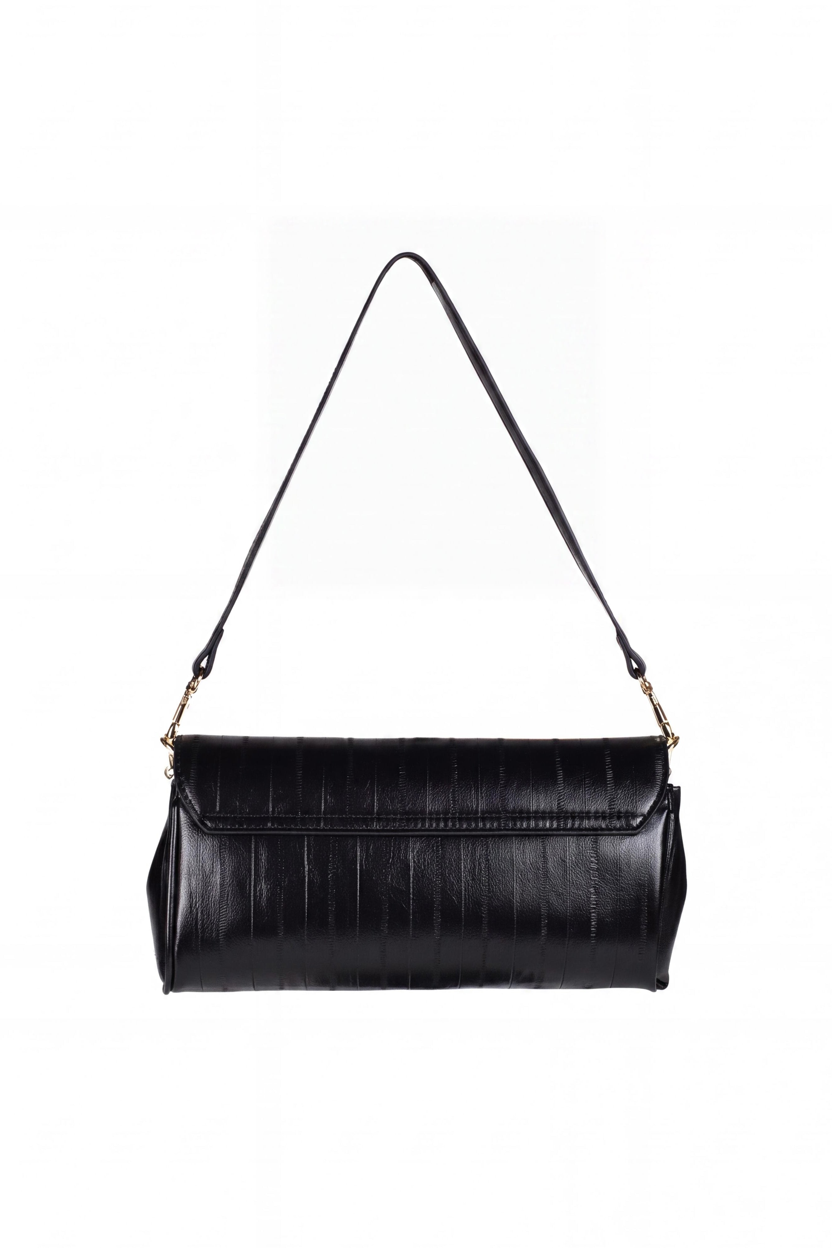 Whimsy Multi Strap Clutch Black Eel Gold