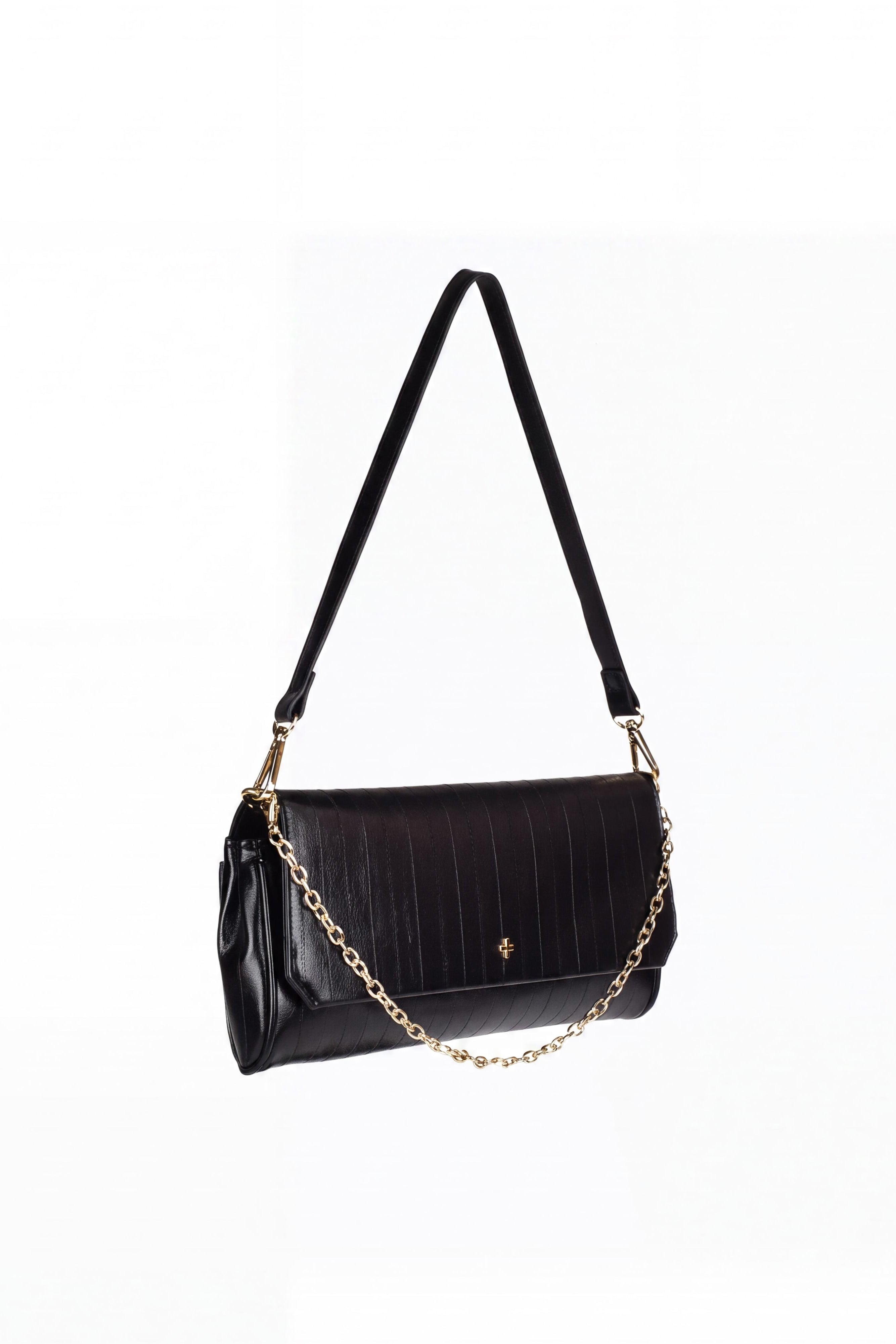 Whimsy Multi Strap Clutch Black Eel Gold