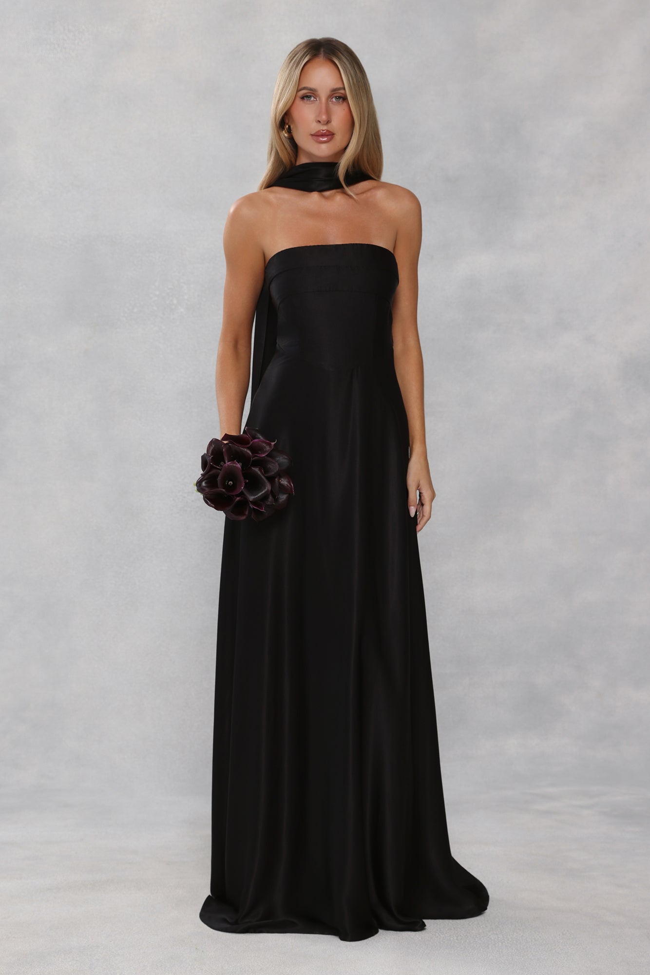 Satin Neck Scarf Black