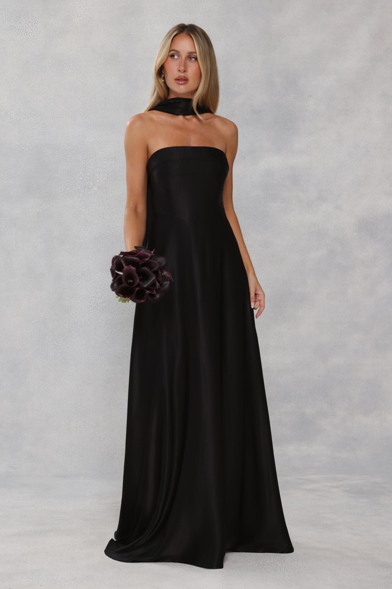 Satin Neck Scarf Black