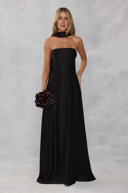 Satin Neck Scarf Black