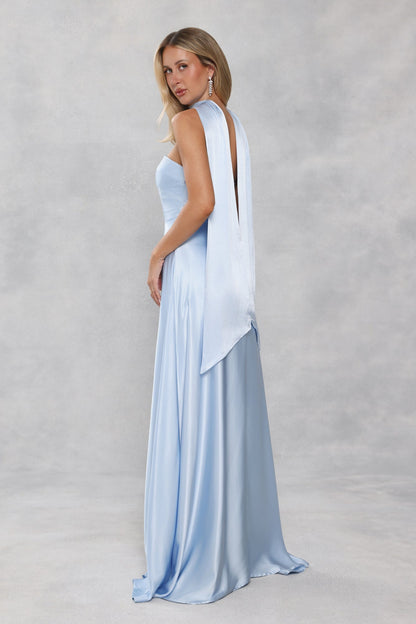 Satin Neck Scarf Light Blue