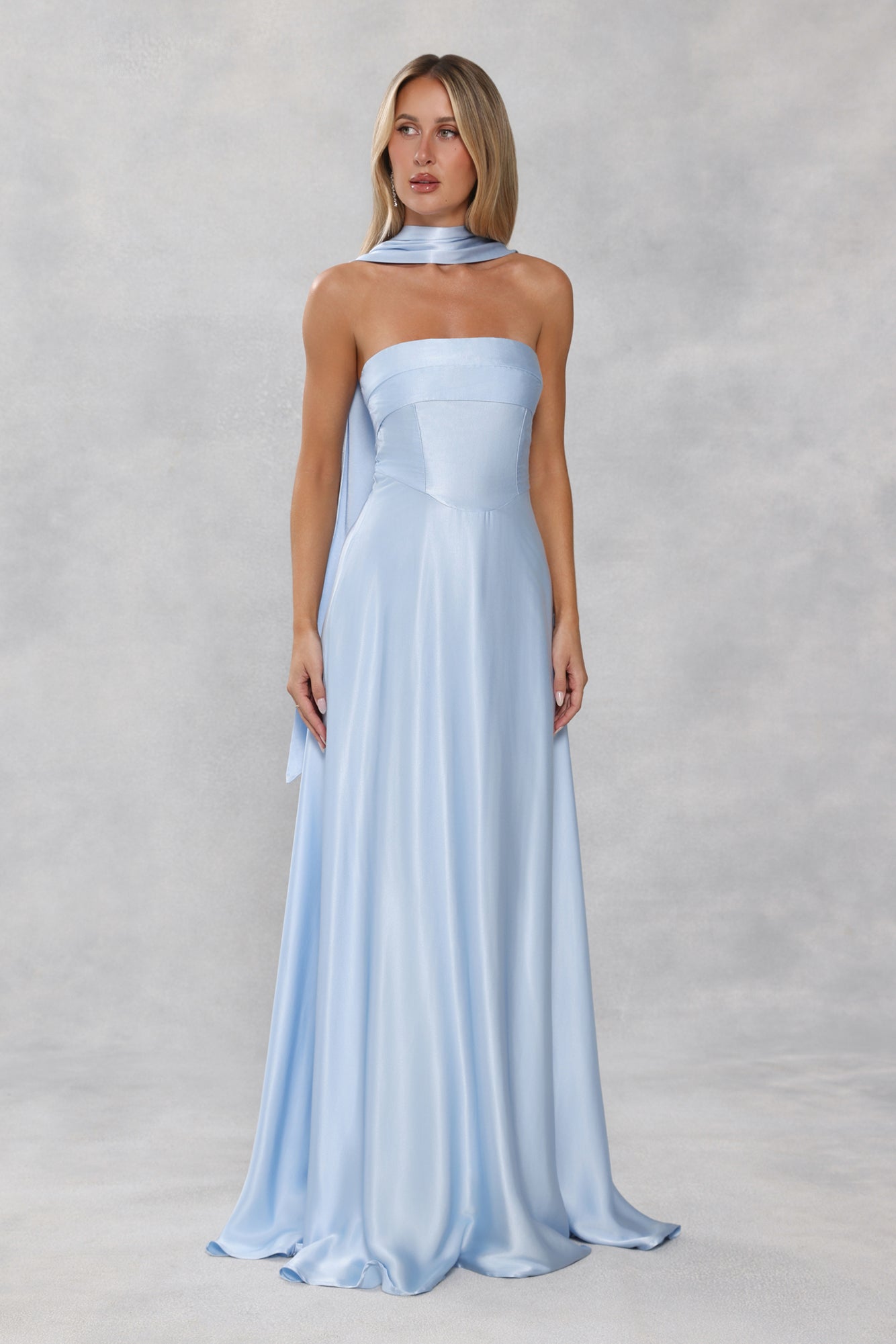 Satin Neck Scarf Light Blue