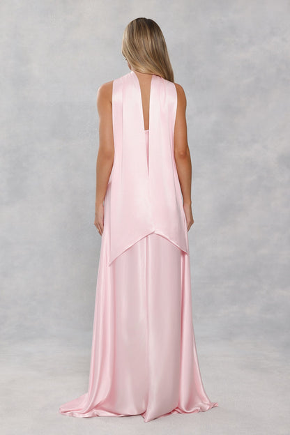 The Serina Strapless Satin Maxi Dress Light Pink