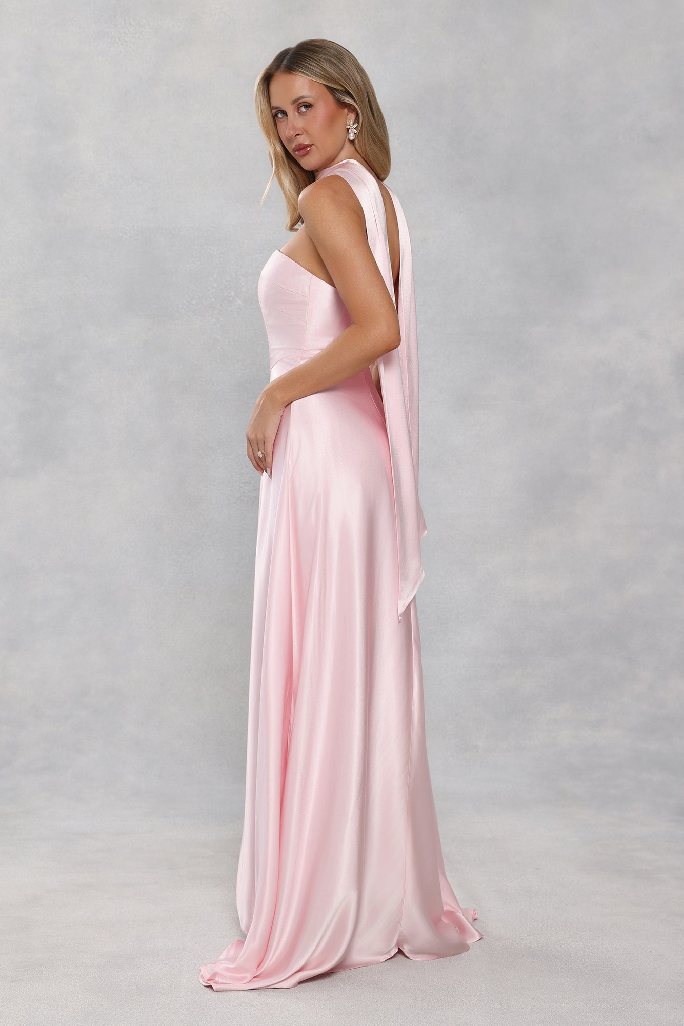 Satin Neck Scarf Light Pink