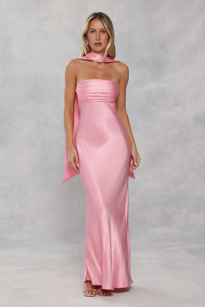 Satin Neck Scarf Candy Pink