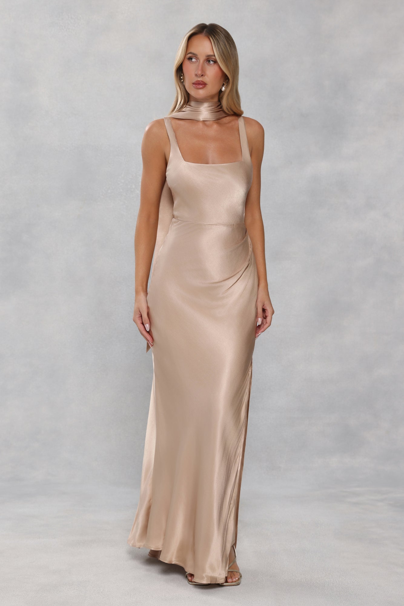 Satin Neck Scarf Champagne