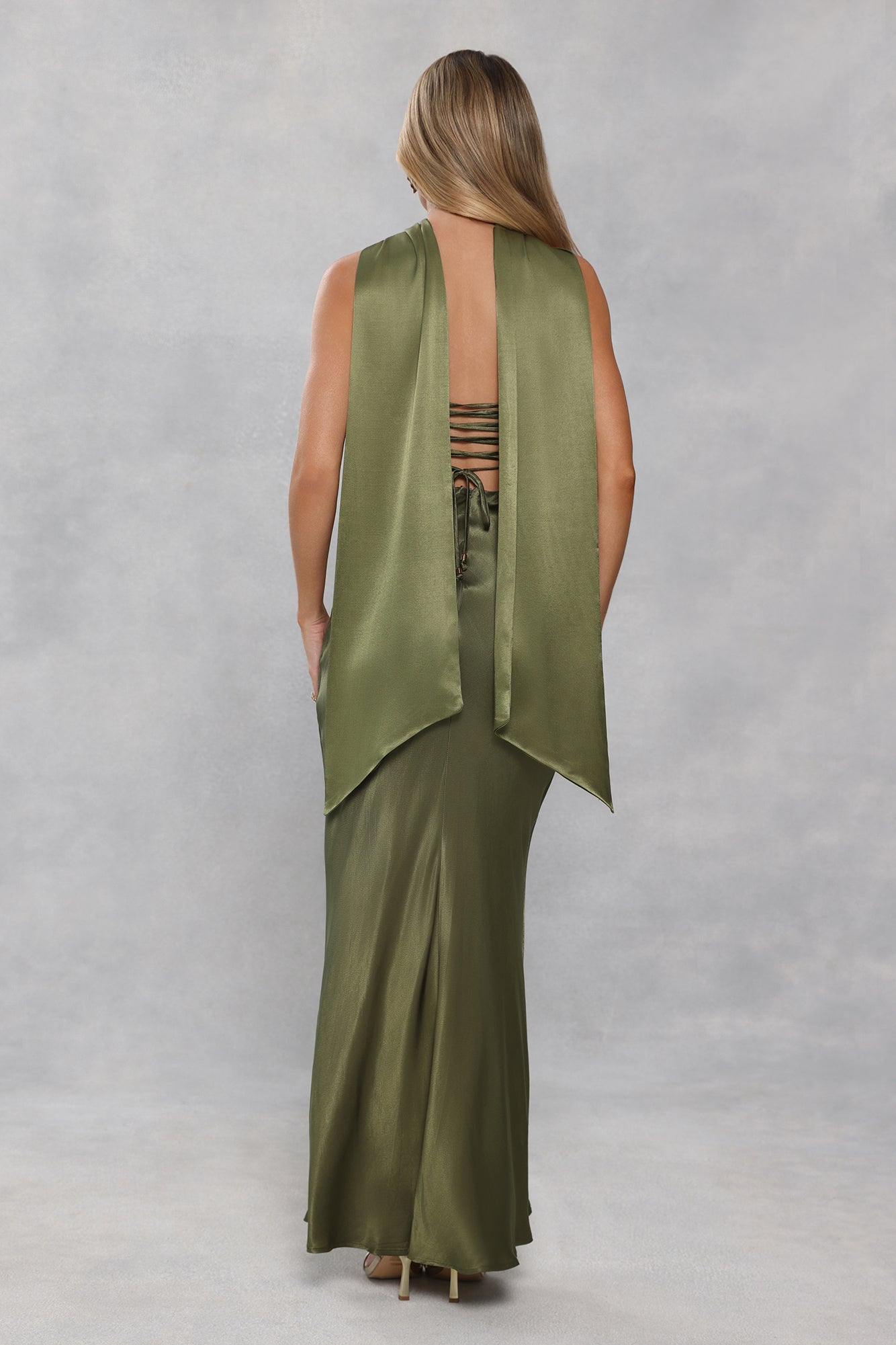 Satin Neck Scarf Olive Green