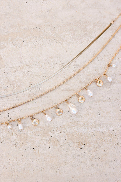 Ocean Pearls Necklace 3pk Gold