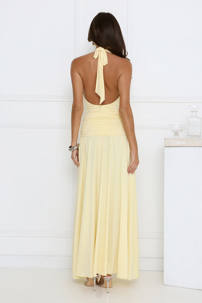 Bewitched By Light Halter Maxi Dress Yellow