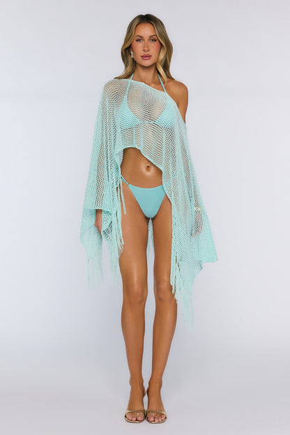 Fringe Poncho Blue