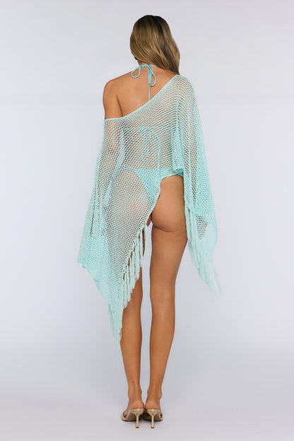 Fringe Poncho Blue
