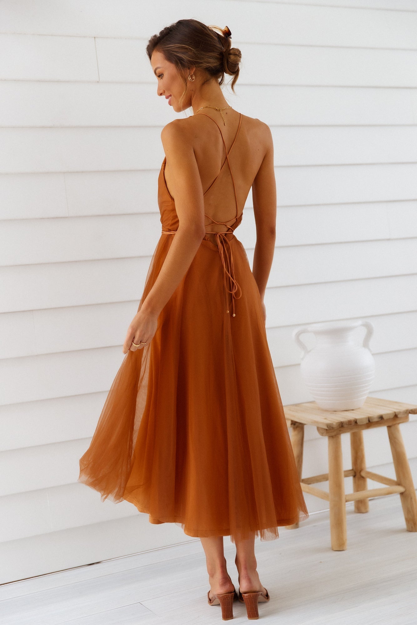 Summer Cinderella Midi Dress Chocolate