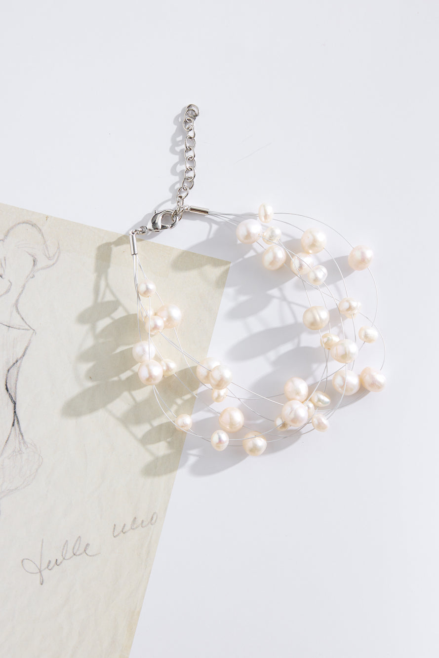 925 Silver Piper Freshwater Pearl Bracelet Silver