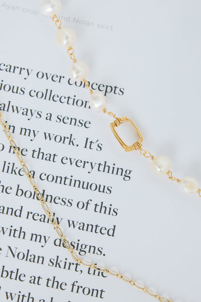 Washed Up Freshwater Pearl Necklace Gold