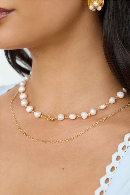 Washed Up Freshwater Pearl Necklace Gold