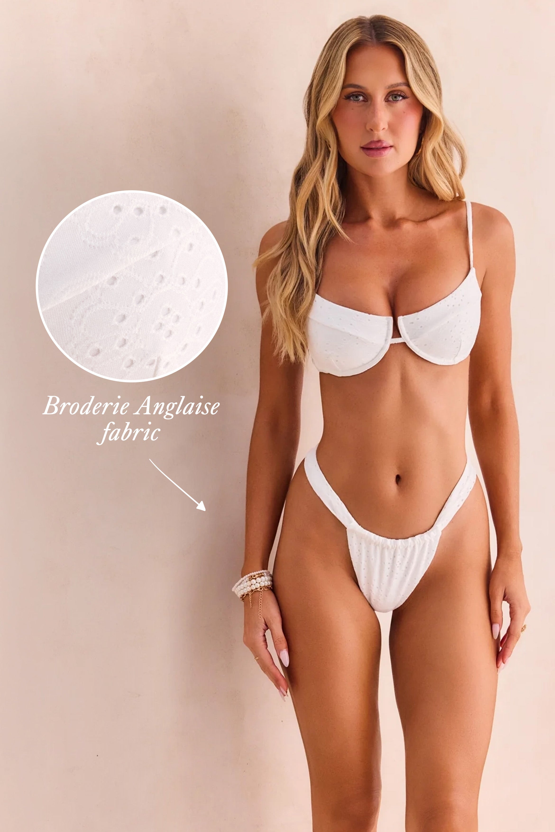 Morning Dew Underwire Bikini Top White Broderie Anglaise