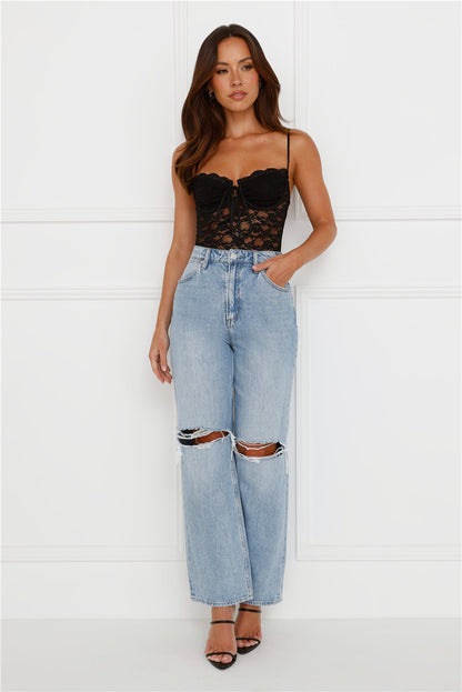 Promise Please Lace Bodysuit Black