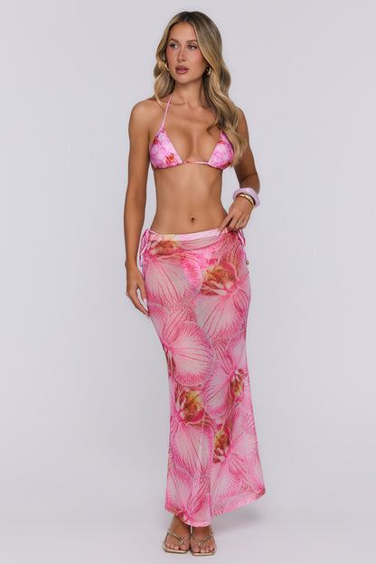 Days Gone By Mesh Sheer Maxi Skirt Pink