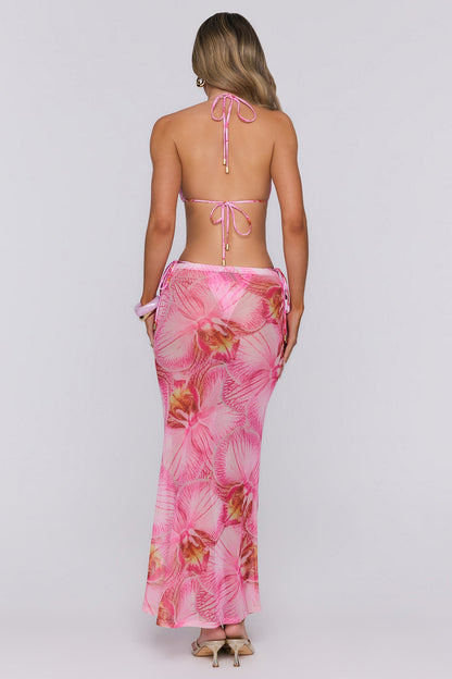 Days Gone By Mesh Sheer Maxi Skirt Pink