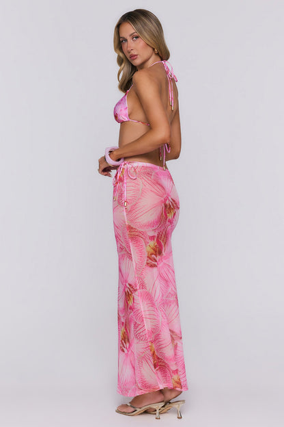 Days Gone By Mesh Sheer Maxi Skirt Pink