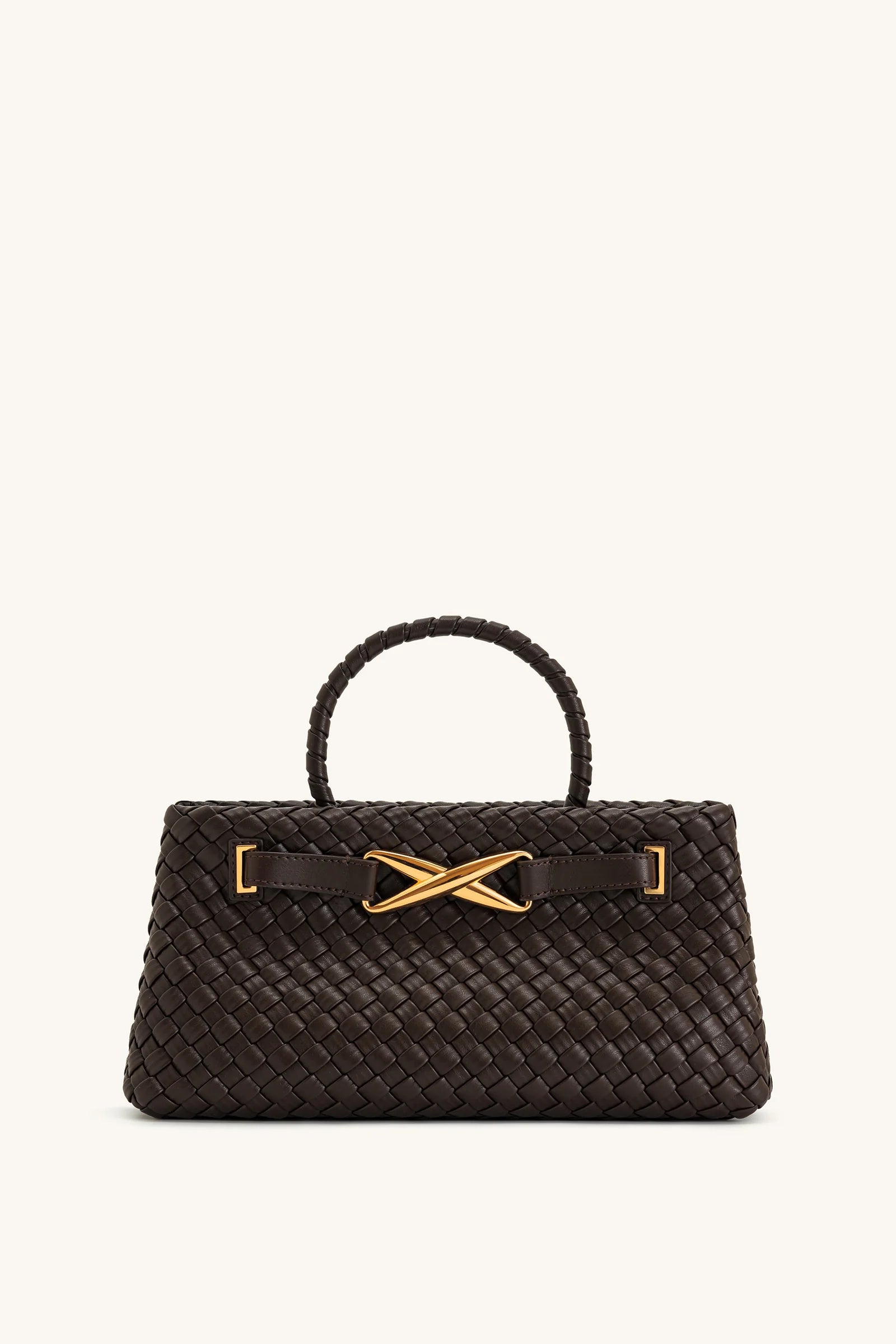 Elora Woven Tote Bag Dark Brown