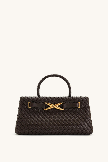 Elora Woven Tote Bag Dark Brown