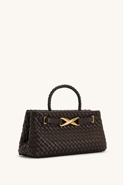 Elora Woven Tote Bag Dark Brown