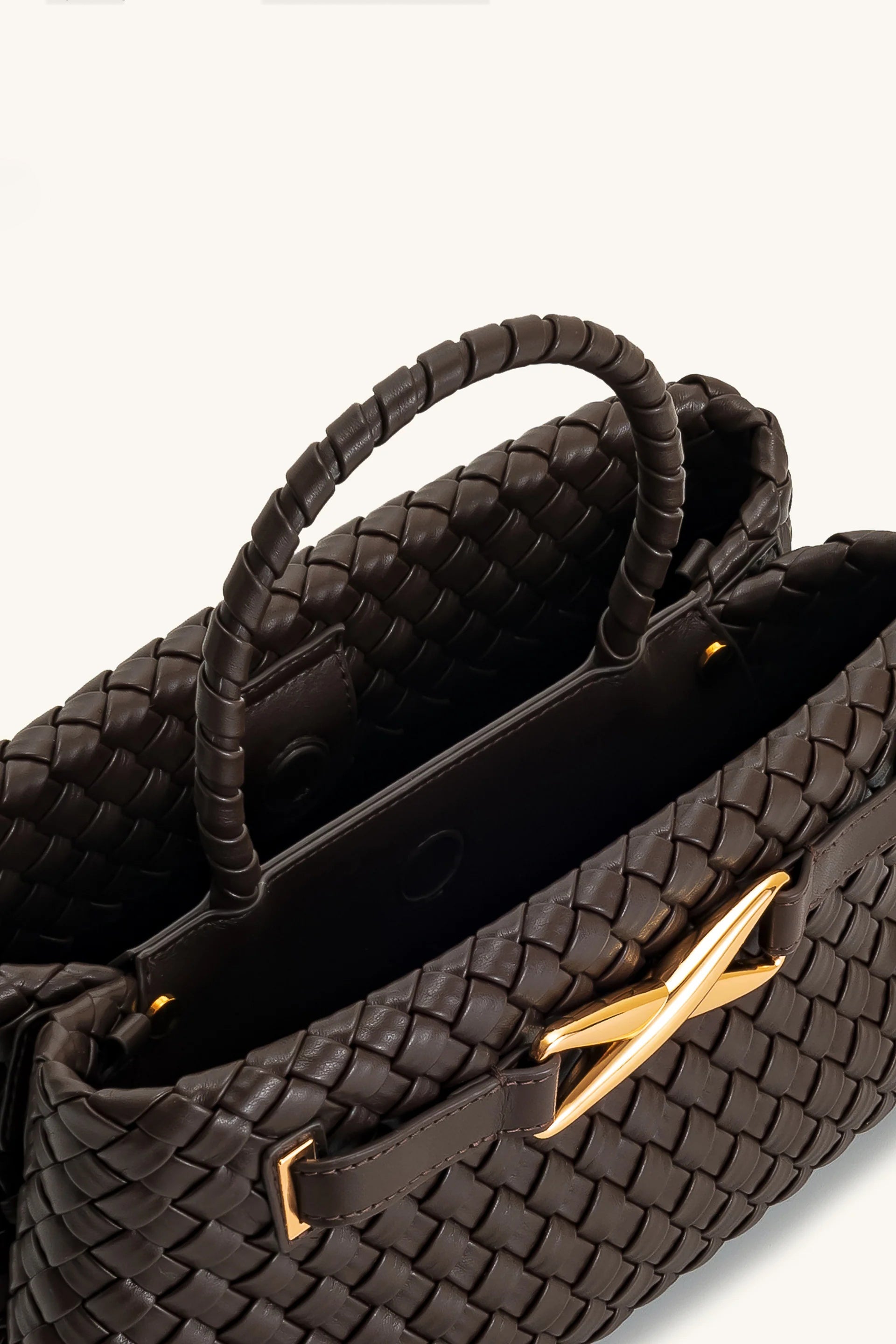 Elora Woven Tote Bag Dark Brown