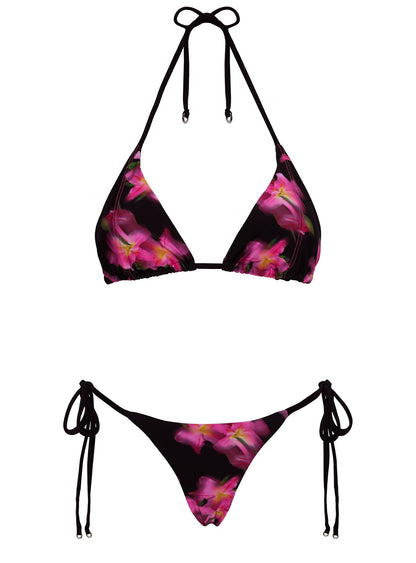 Fluera High Side Tie Bikini Bottoms Black Multi