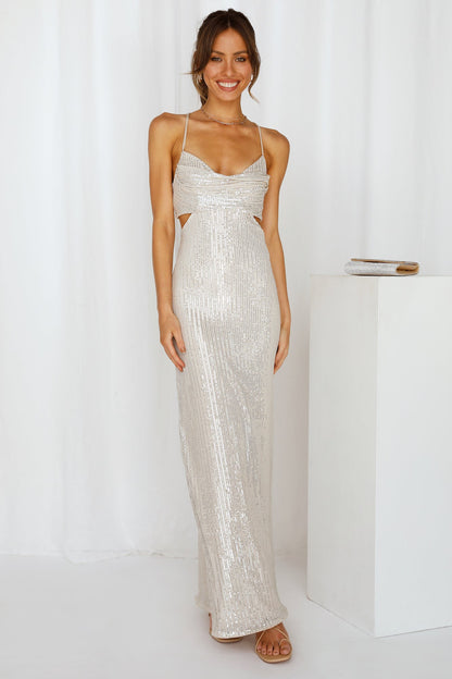 Sparkling Moment Maxi Dress Silver