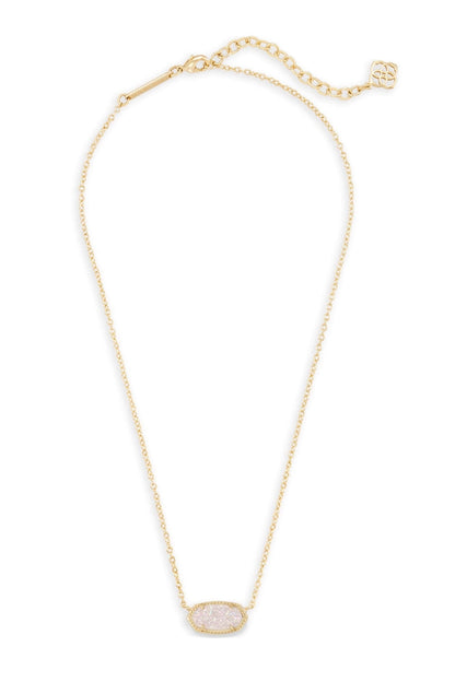 KENDRA SCOTT Elisa Short Pendant Necklace Gold Iridescent Drusy