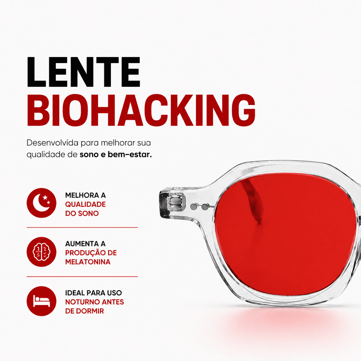 Darvin Blue Light Blocking Glasses – Transparent/Red (Biohacking)