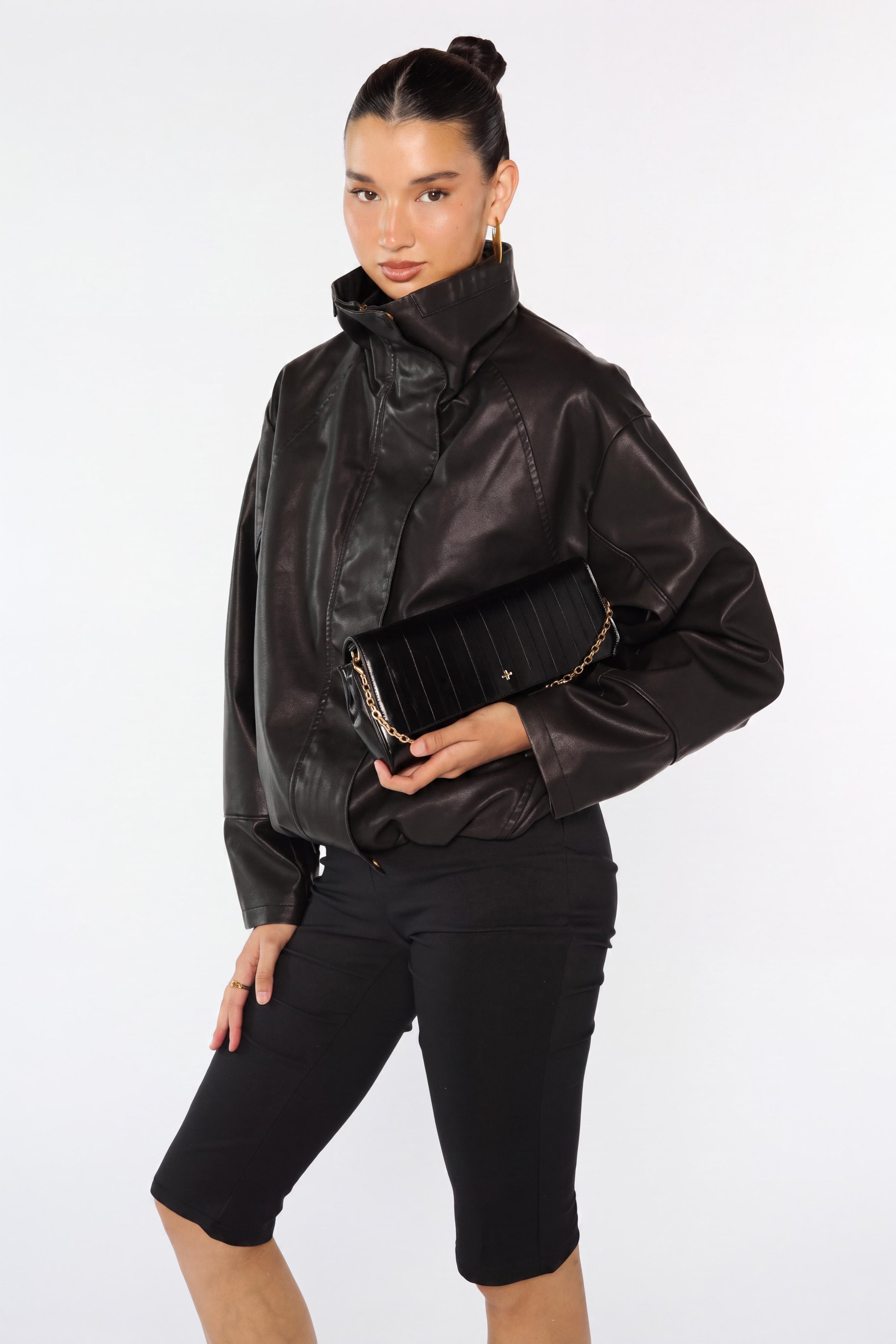 Whimsy Multi Strap Clutch Black Eel Gold