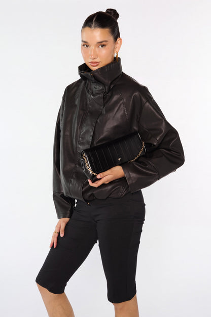 Whimsy Multi Strap Clutch Black Eel Gold