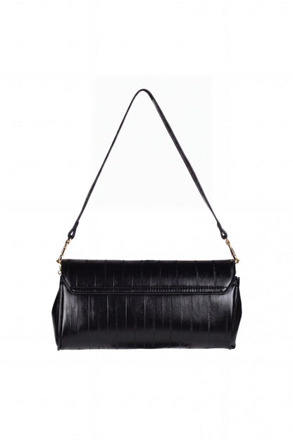 Whimsy Multi Strap Clutch Black Eel Gold