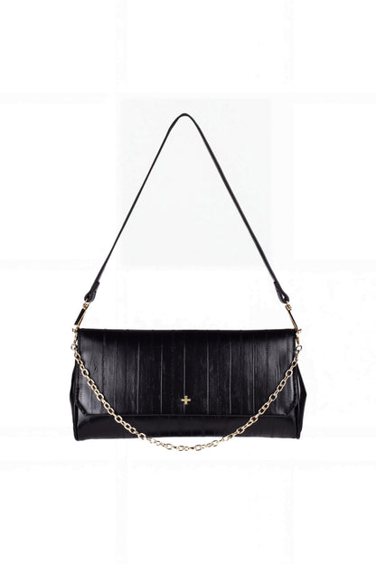 Whimsy Multi Strap Clutch Black Eel Gold